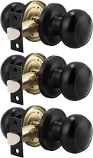 Probrico (3 Pack round Passage Door Knob(Non-Locking Knobs), Keyless Doorknobs I