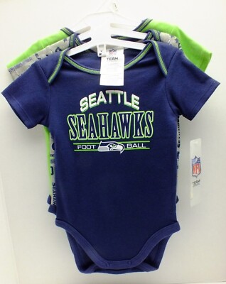 Seattle Seahawks Official NFL Bodysuit Baby Romper Infant 3pack