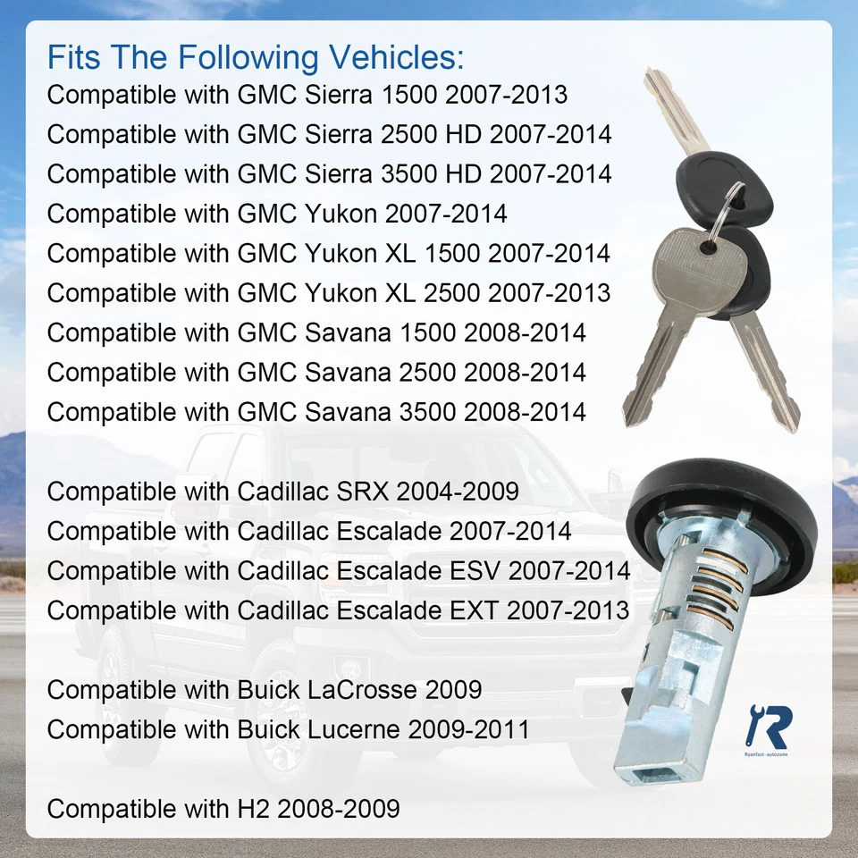 Cilindro de bloqueo de encendido para Gm Silverado Tahoe Yukon 2007-2013 15794826 924-796 Foto 4 de 4