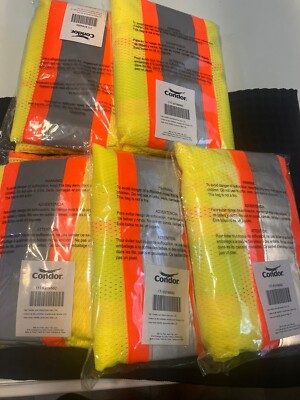5X Condor  HIGH VISIBILITY REFLECTIVE HI VIS ROAD WORK SAFETY VEST 5 Pieces L-XL