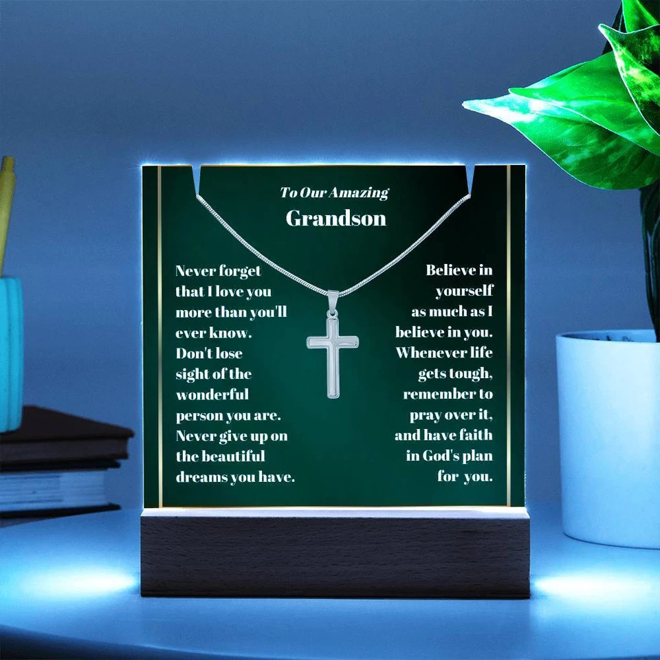 Placa de acrílico neto com colar cruzado - Imagem 4 de 4