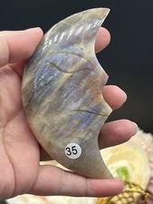 Natural Sunstone Moonstone Moonface Blue Gold Siver flash w/stand free ship gift