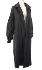 Prettylittlething Duster Trench Coat Black Oversized Longline Balloon Sleeve S