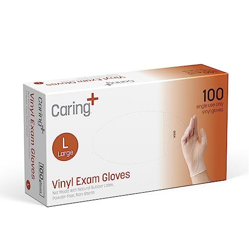 Vinyl Exam Gloves (Large, 100ct), Powder Free and Not Made with Natural Rubbe...