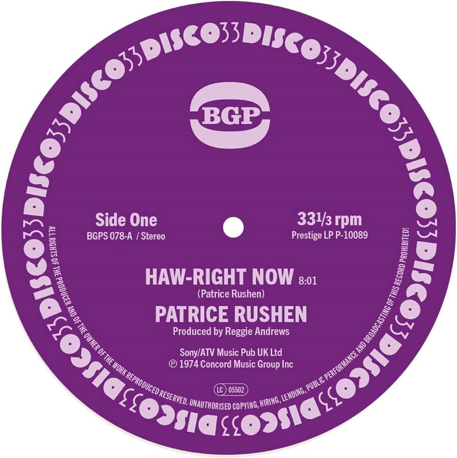 Patrice Rushen Haw-right Now/Kickin' Back (Vinyl) 7