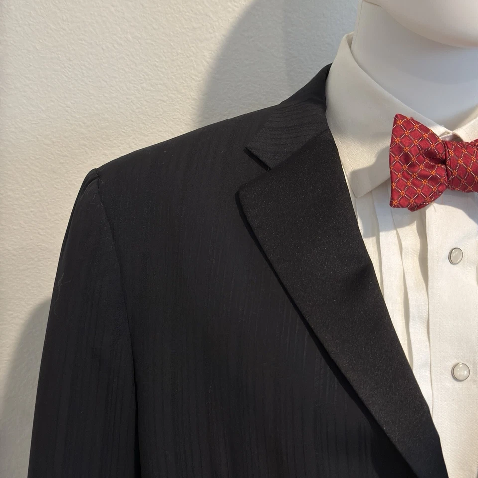 Chaqueta para fumar Isaia Napoli negra/negra a rayas con esmoquin 54 IT 44 R nunca usada Foto 4 de 4