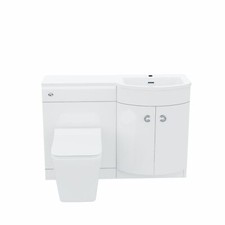 White 1100 mm Basin RH Vanity Unit and WC Toilet Sink Cabinet Combination