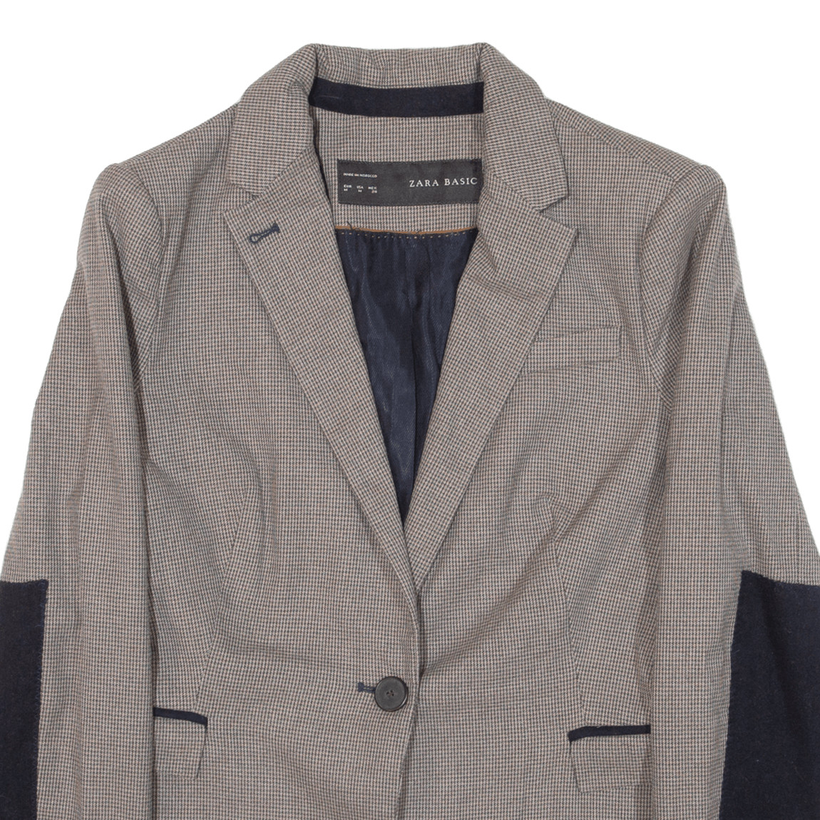 ZARA Basic Womens Blazer Jacket Brown Houndstooth… - image 2