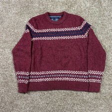 Tommy Hilfiger men's wool sweater maroon pullover size large knit classic