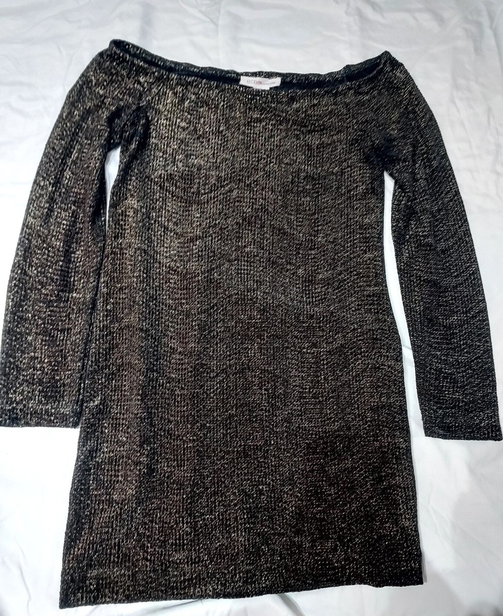 BCBGeneration Black Gold Mini Dress, Boatneck or Off The Shoulder, size M |  eBay