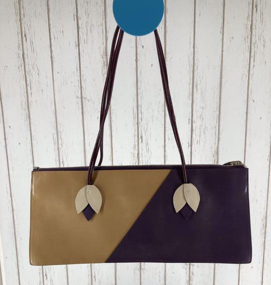 MIU MIU archive Leather Shoulder bag Purple Beige Used Auth made 
