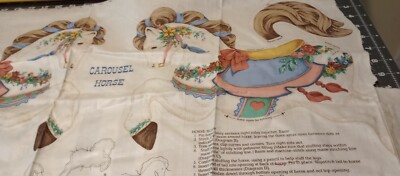 Cranston VIP Carousel Horse Applique Fabric Panel Soft Sculpture Vintage