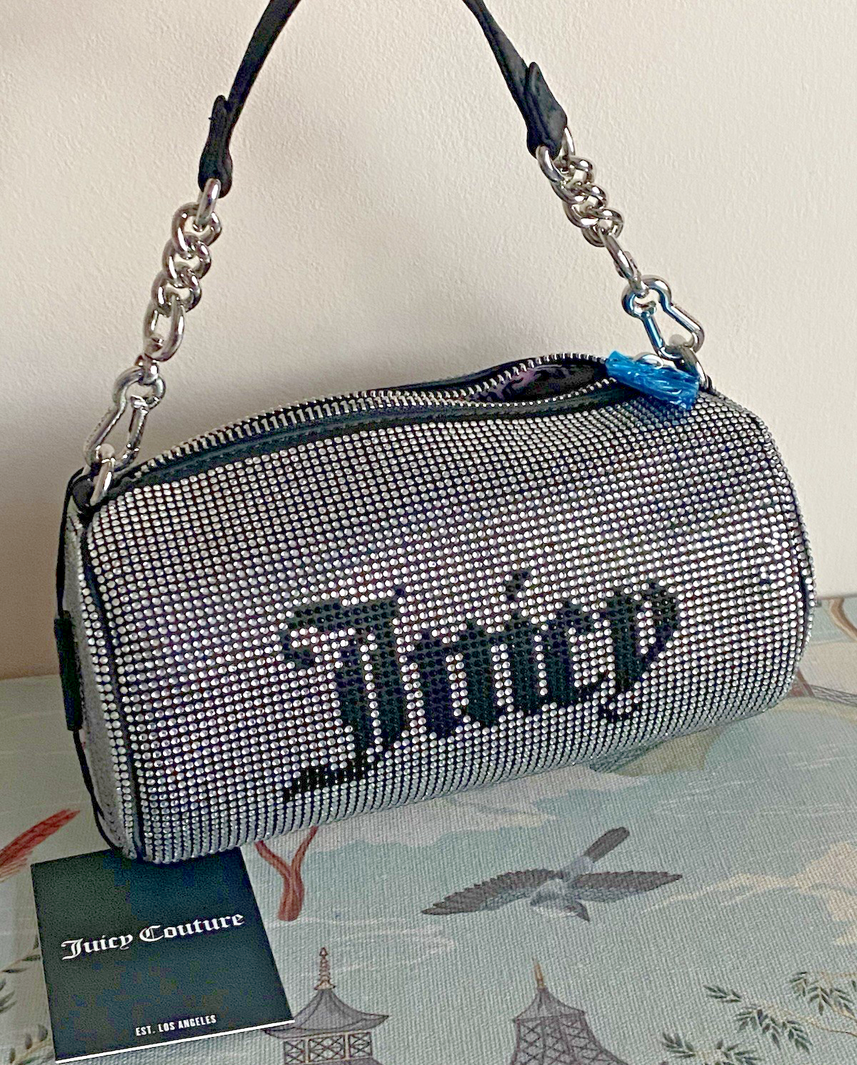 Juicy Couture Barrel Bag Silver Black Rhinestone Hazel Bag NWT RRP £180 Free🚚