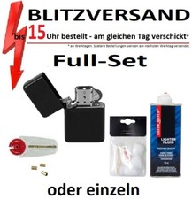 ZippO´n-Style Benzin - Feuerzeug + Feuersteine + Watte + Filz + Docht - schwarz