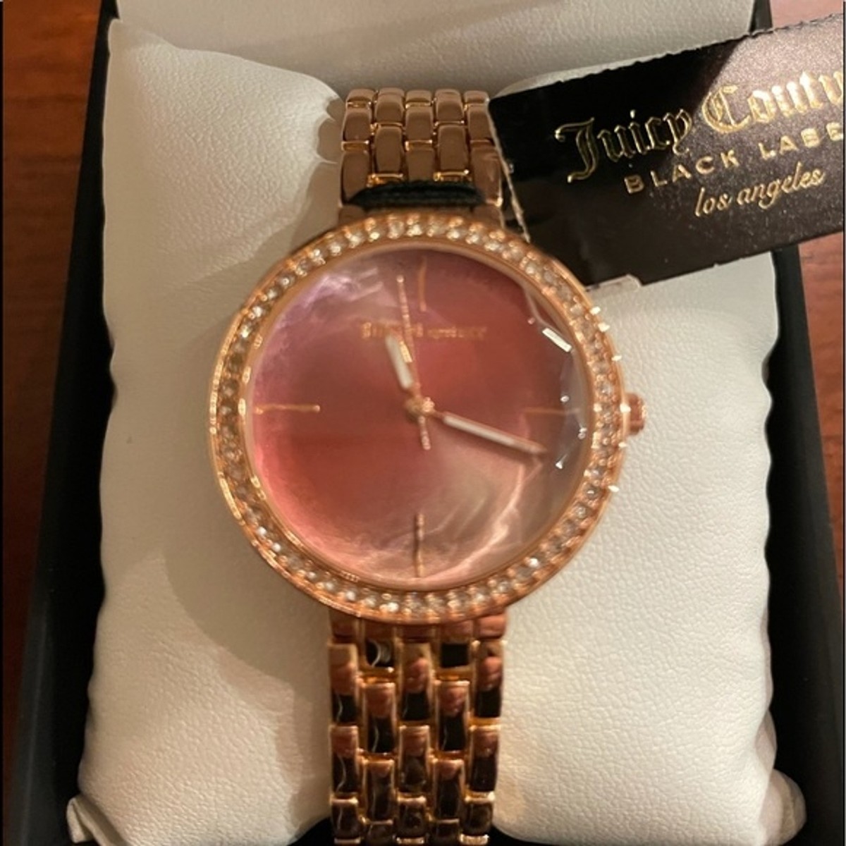 Juicy Couture Black Label Rose Gold Crystal Bezel Round 