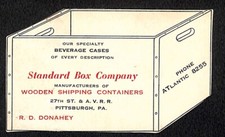 Standard Box Co. Pittsburgh c1940's "3-D" Die Cut Business Card Soda Donahey
