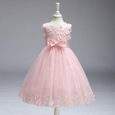 Baby Princess Girls Bowknot Dress Lace Christening Wedding Party Kids Clothes