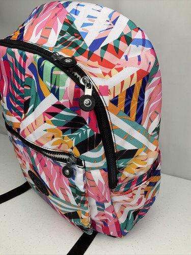 Kipling Chuwy Backpack Bookbag Tropical Patchwork Garden Book Bag Adjustable NWT - Picture 6 of 11