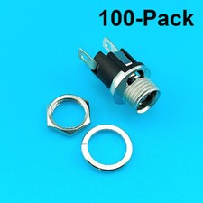 100xDC Power Socket Mount With Threaded Nut Panel Connector 3-Pin 5.5 x 2.1mm