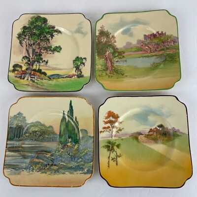 Four Royal Doulton Woodley Dale Side Plates  5  7/8  square