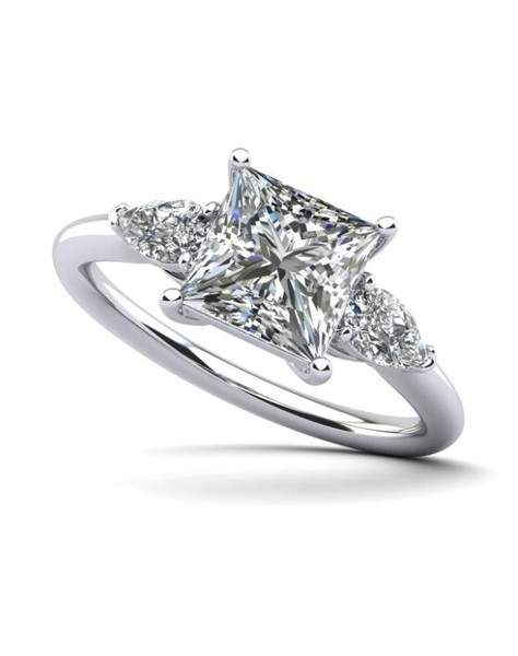 1.26 ct 0.86 ct Princess cut Diamond GIA cert H color SI1 clarity 2 pearshapes