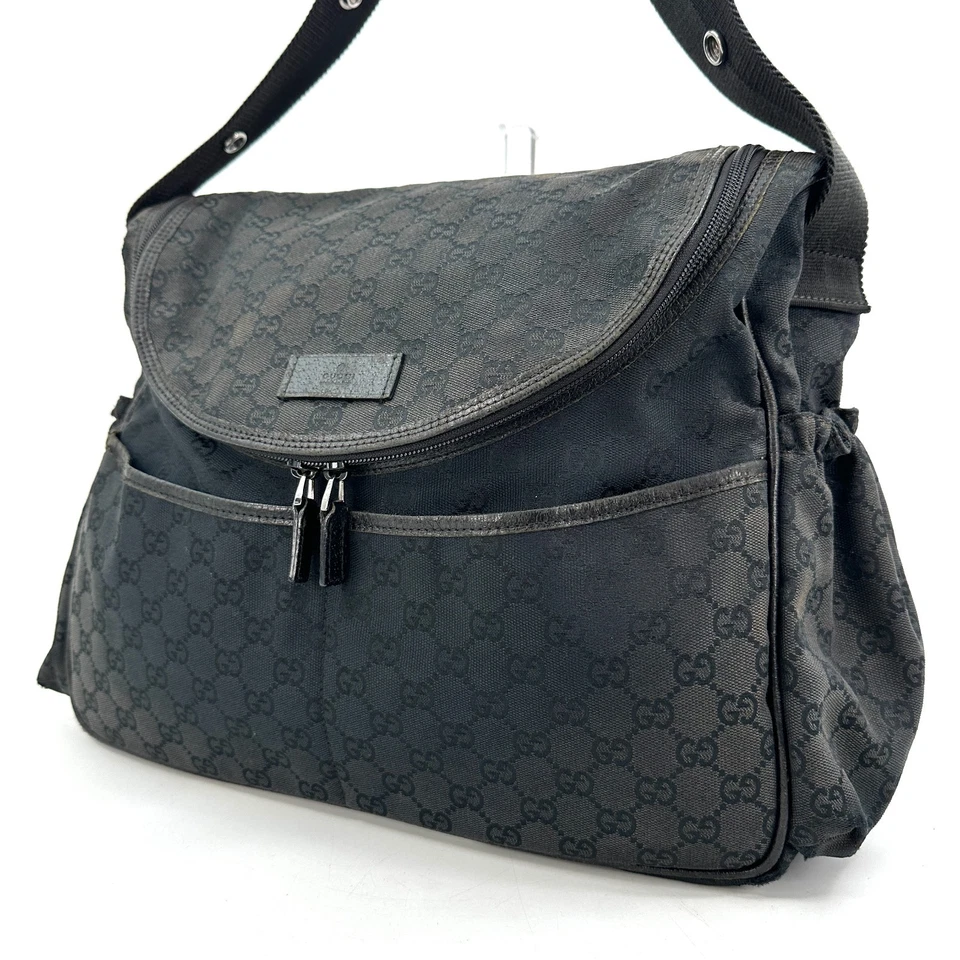 GUCCI GG Diaper Shoulder Tote Bag Black Canvas Baby Travel [With Demo Video] - Image 4 of 4