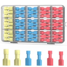 100 Pcs Electrical Male Female Spade Connectors, 22-16 16-14 12-10 AWG Gauge Wi