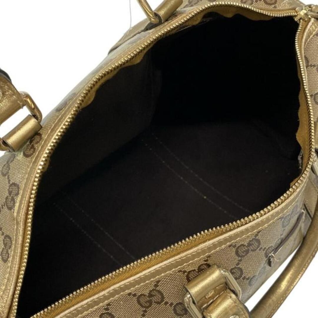 GUCCI Crystal GG Handbag Dark Brown Leather Gold Used thumbnail 8