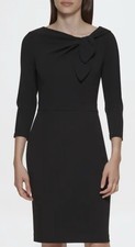 NWT Calvin Klein Bow Neck Sheath Dress 3/4 Sleeve Size 12 $119.00