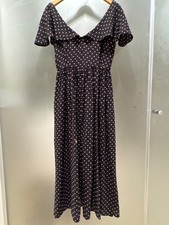 Christy Dawn Black Polka Dot Midi Dress Cottagecore Sz S