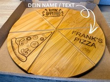 🍕 Pizza Brett aus Bambus – Ø 32 cm – personalisiert mit Gravur nach Wunsch