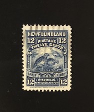 Stamps Canada Newfoundland Sc69  12c Used Willow Plarmig of 1897, see detail.