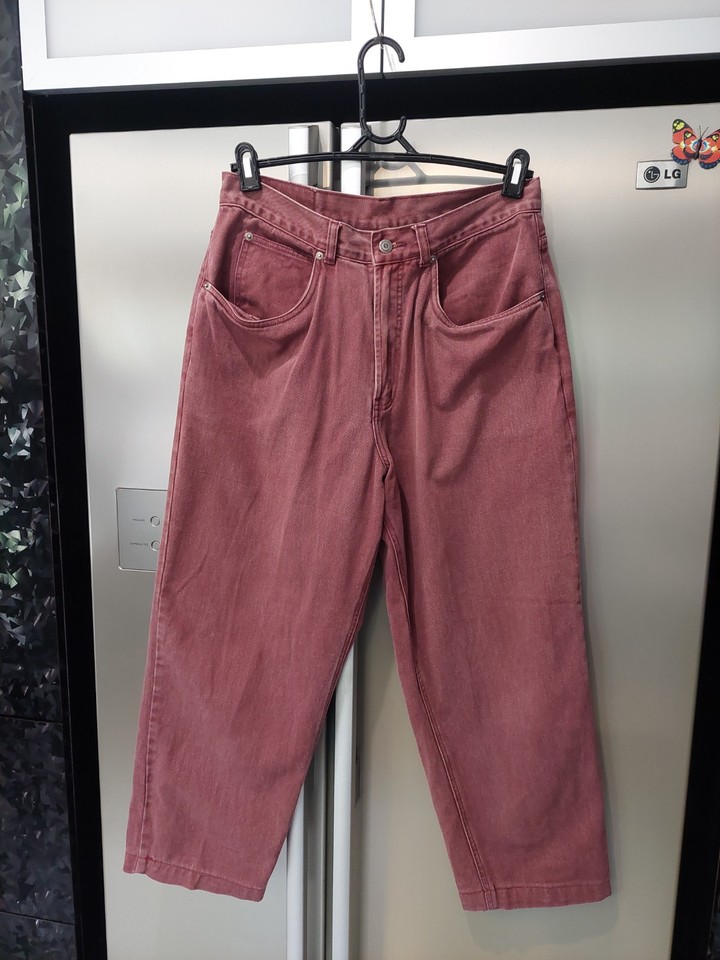 RESERVE 14 plum Pink denim high waist mum wide Balloon tapered carrot leg jeans