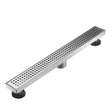 24 In. Linear Shower Drain with Removable Quadrato Pattern Grate, 304 Stainless