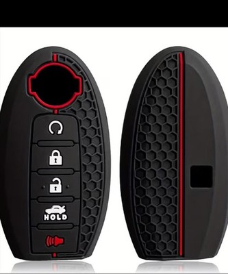 2pcs Silicone Smart Remote Key Fob Cover Compatible with for Nissan 5 Button(Bla