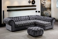 Klassische Chesterfield Stoff L-Form Couch Wohnlandschaft Ecksofa Garnitur Sofa