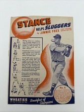 1939 Wheaties Cereal Box Rear Panel No. 5 - 1st Base Jimmie Foxx - Red Sox