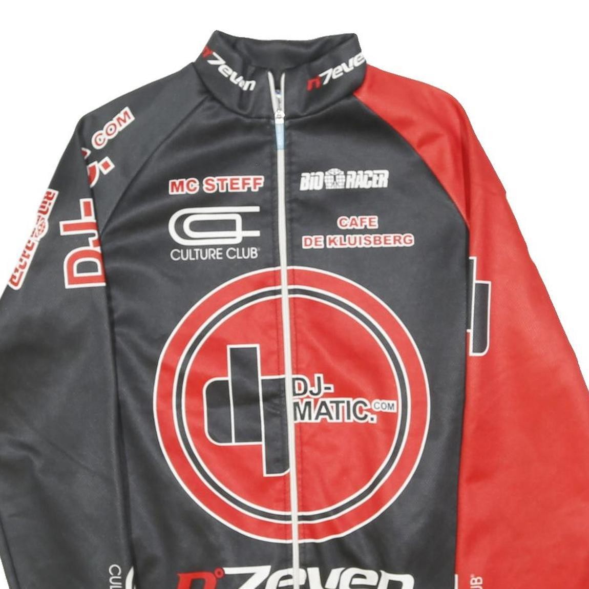 BIORACER Mens Black & Red Graphic Cycling Jersey M Long Sleeve Zip Neck image 2