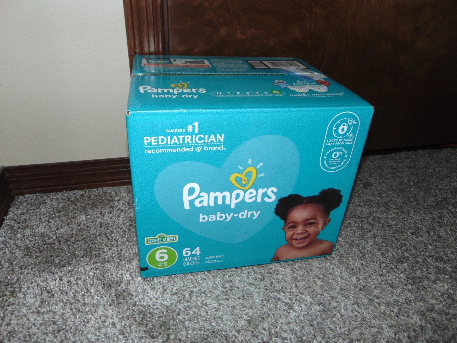 2020 Vintage Pampers Baby Dry Size 6 Diapers W Sesame Street 64 Count Stretchy