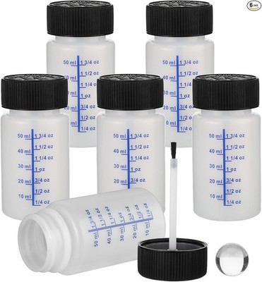 6 Pack 2 Oz Paint Touch Up Bottles with Child-safe Lid and Applicator Brush, Emp