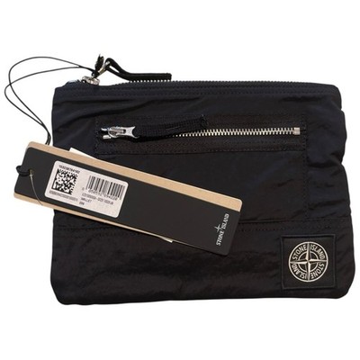 Stone Island Black Pouch Quilted Zip Man Bag Clutch Geldbörse 059 Original Certilogo
