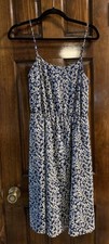J.Crew Women's Sundress in Blue Floral with Black & White, Knee Length, Size 0