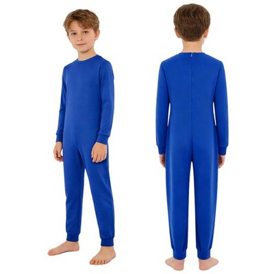 US Kids Boys Girls Adaptive Clothing Round Neck Anti-Strip Jumpsuits Loungewear