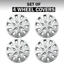 Auto Drive 16 Inch Silver Hubcap Wheel Covers - Set of 4 - Fits Most Cars