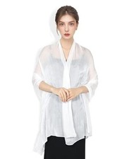Shawl Wraps for Women - Shimmering Chiffon Scarves, Versatile Hijab White