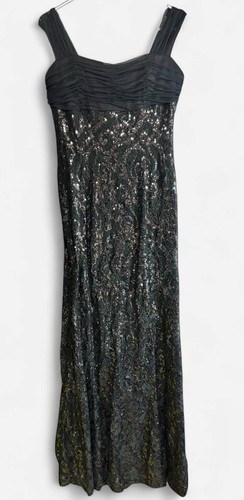 Ralph Lauren Green Label Evening / Long Evening Gray Sequence Dress Size 10