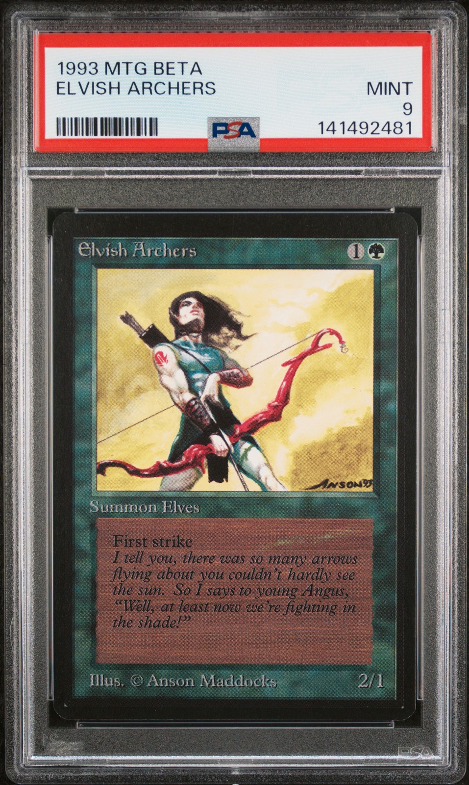 1993 MAGIC THE GATHERING LIMITED EDITION BETA ELVISH ARCHERS PSA 9