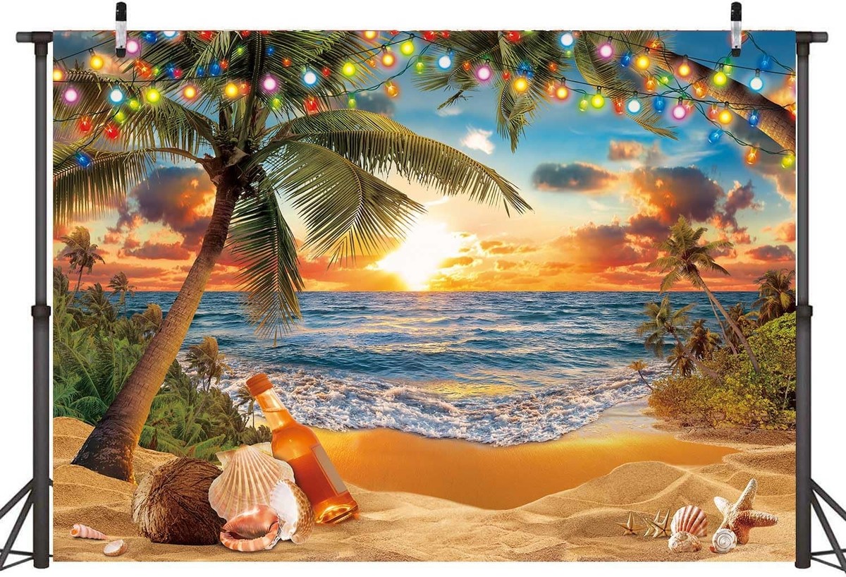 Summer Sunset Photography Backdrop 8x6FT Tropical Hawaii Palm