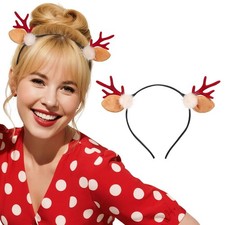 Etercycle Antler Headband, Cute Deer Ear Christmas Headbands for Women, Red Elk