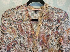 Women's Small Floral Boho Cottage Dress Paisley Fairy Festival Sheer Flowy Flirt